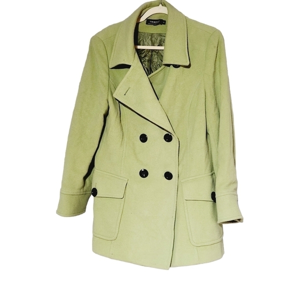 TRIBAL Mint Green Wool/Angora Peacoat Jacket Size: 14 - Picture 1 of 10